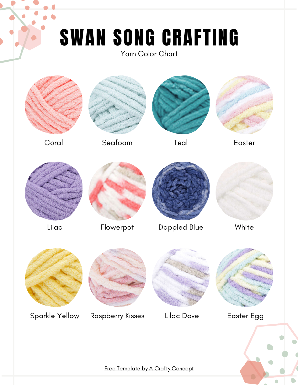 Yarn Color Chart Template 12 Colors 8.5 x 11 4 - Pelavida - Shop For Life