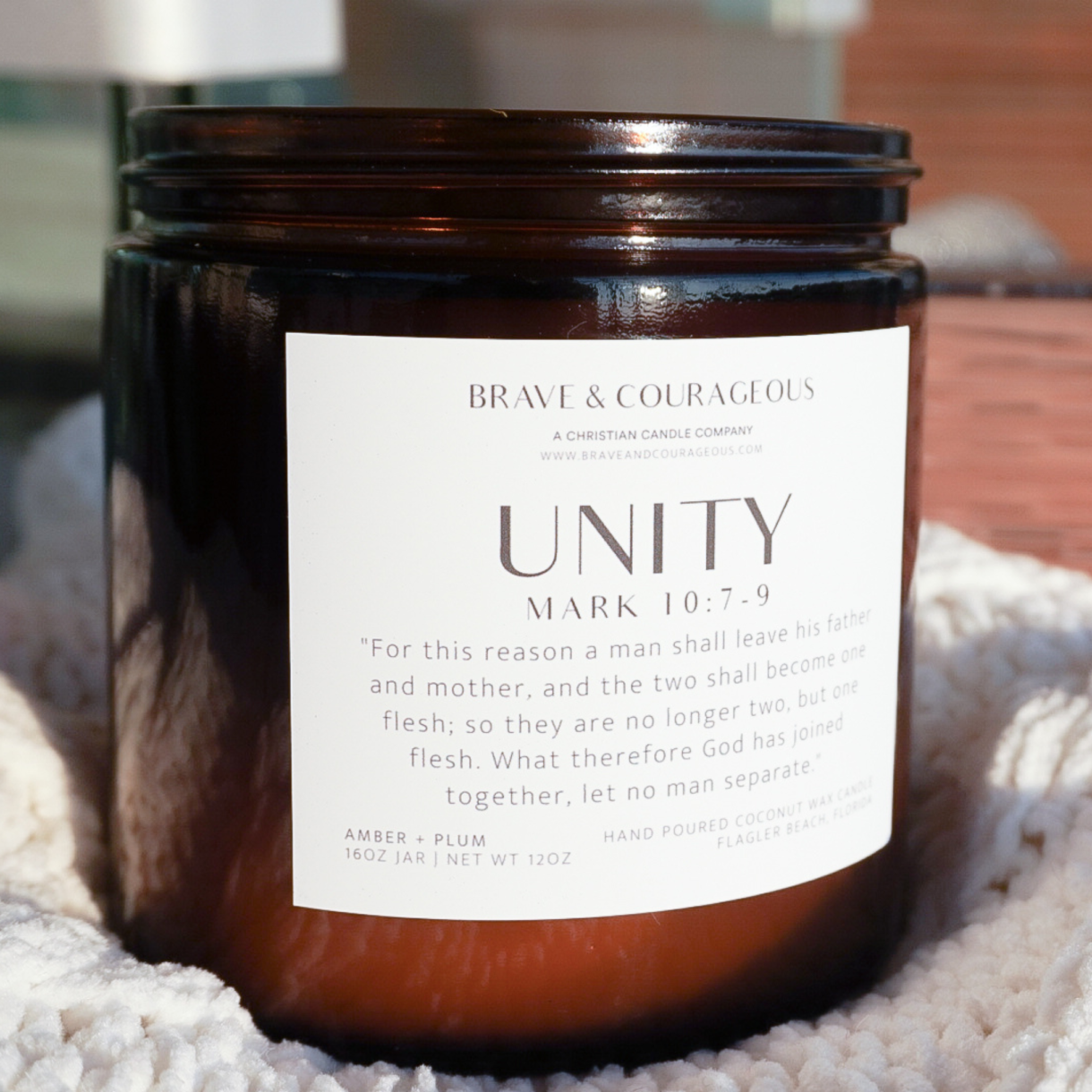 Unity Wedding Coconut Wax Bible Verse Candle by Brave and Courageous- A Christian Candle Company