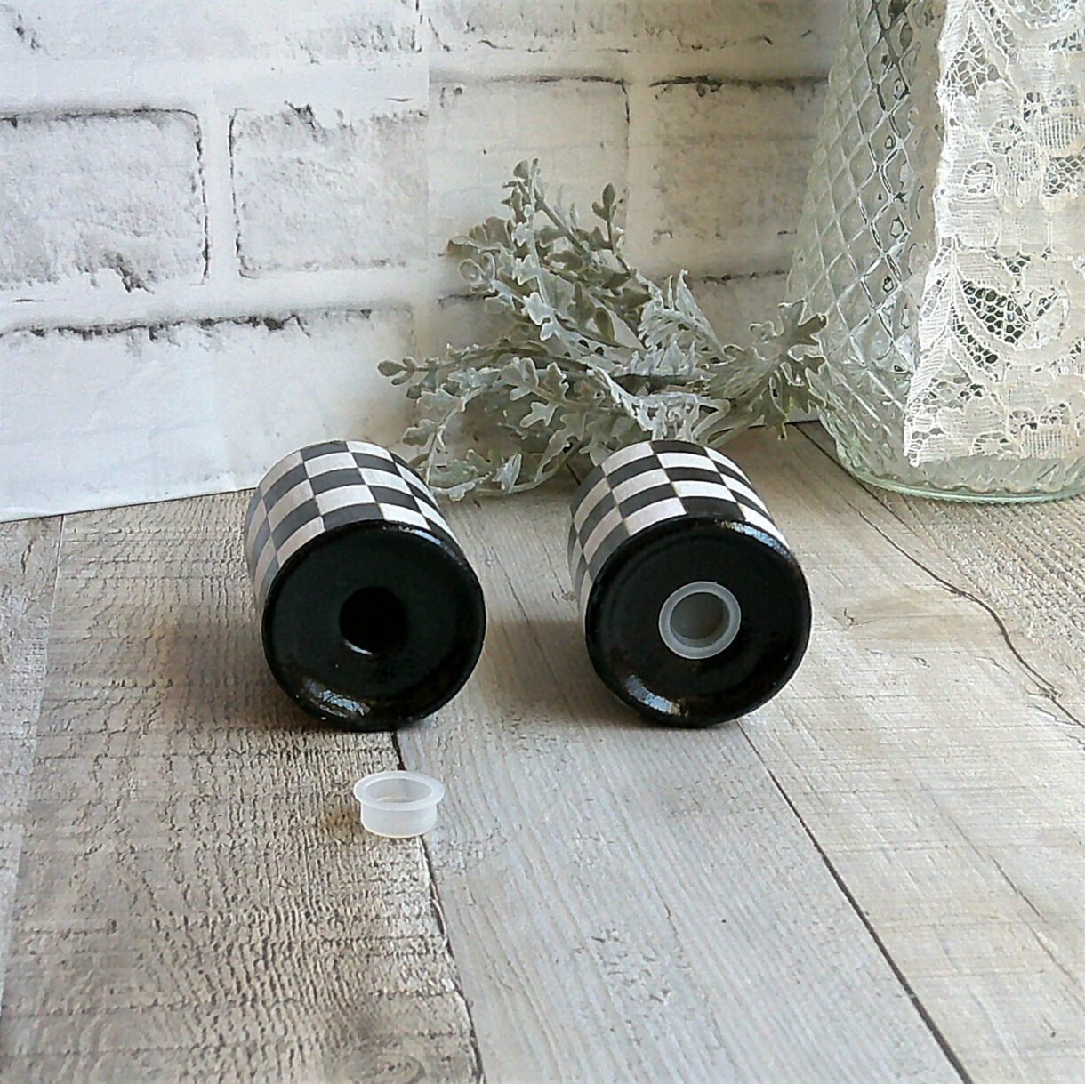Checked Decor Salt and Pepper Shakers