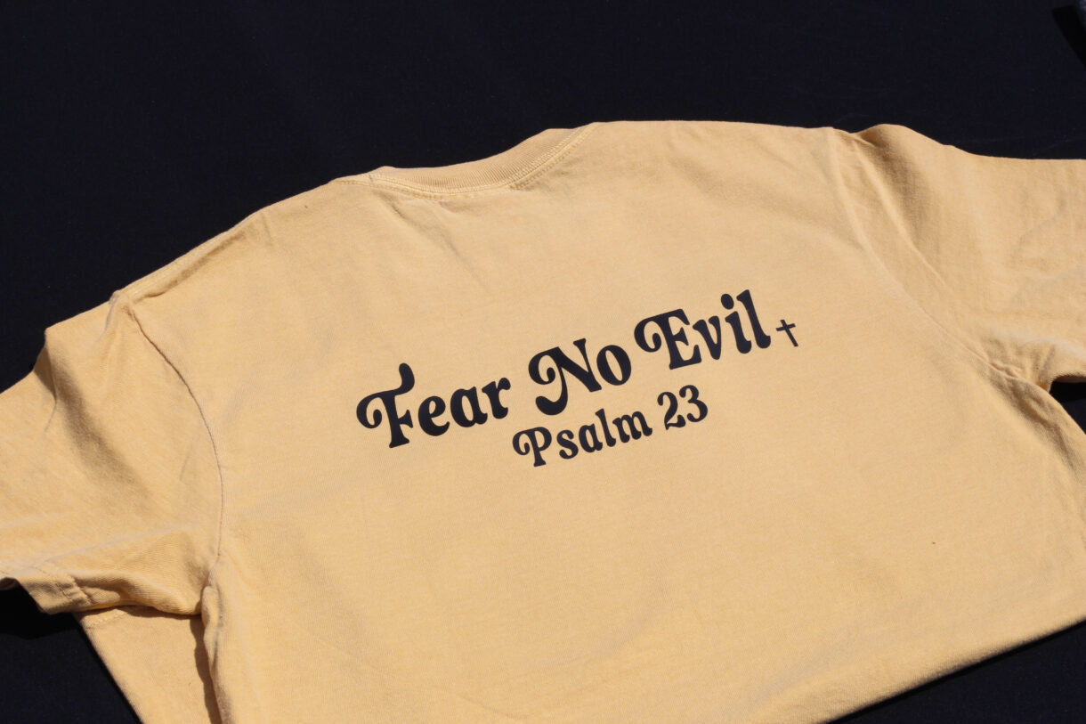 Fear no evil mustard back scaled - Pelavida - Shop For Life