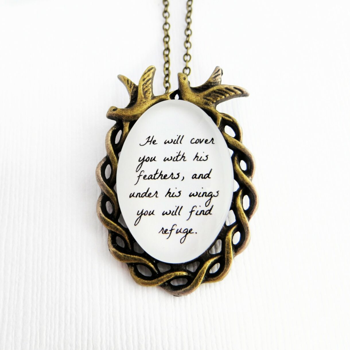 He Will Cover You Pendant Necklace Oval - Pelavida - Shop For Life