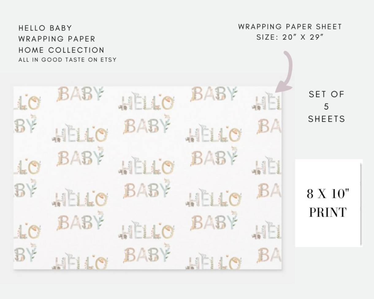 Hello Baby Wrapping Paper Vintage Baby Baby Shower Wrapping Etsy - Pelavida - Shop For Life