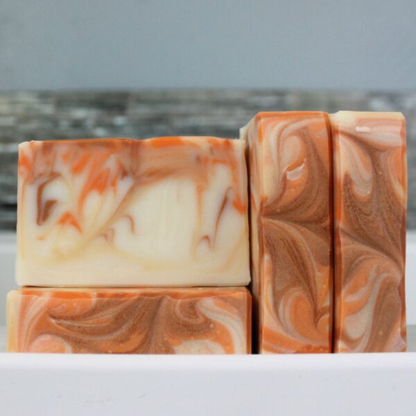 Orange gold and white soap in peach scent