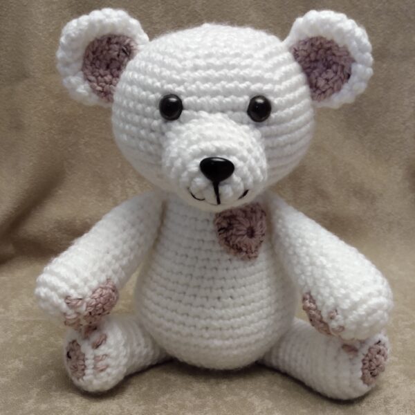 White and pink bear front view