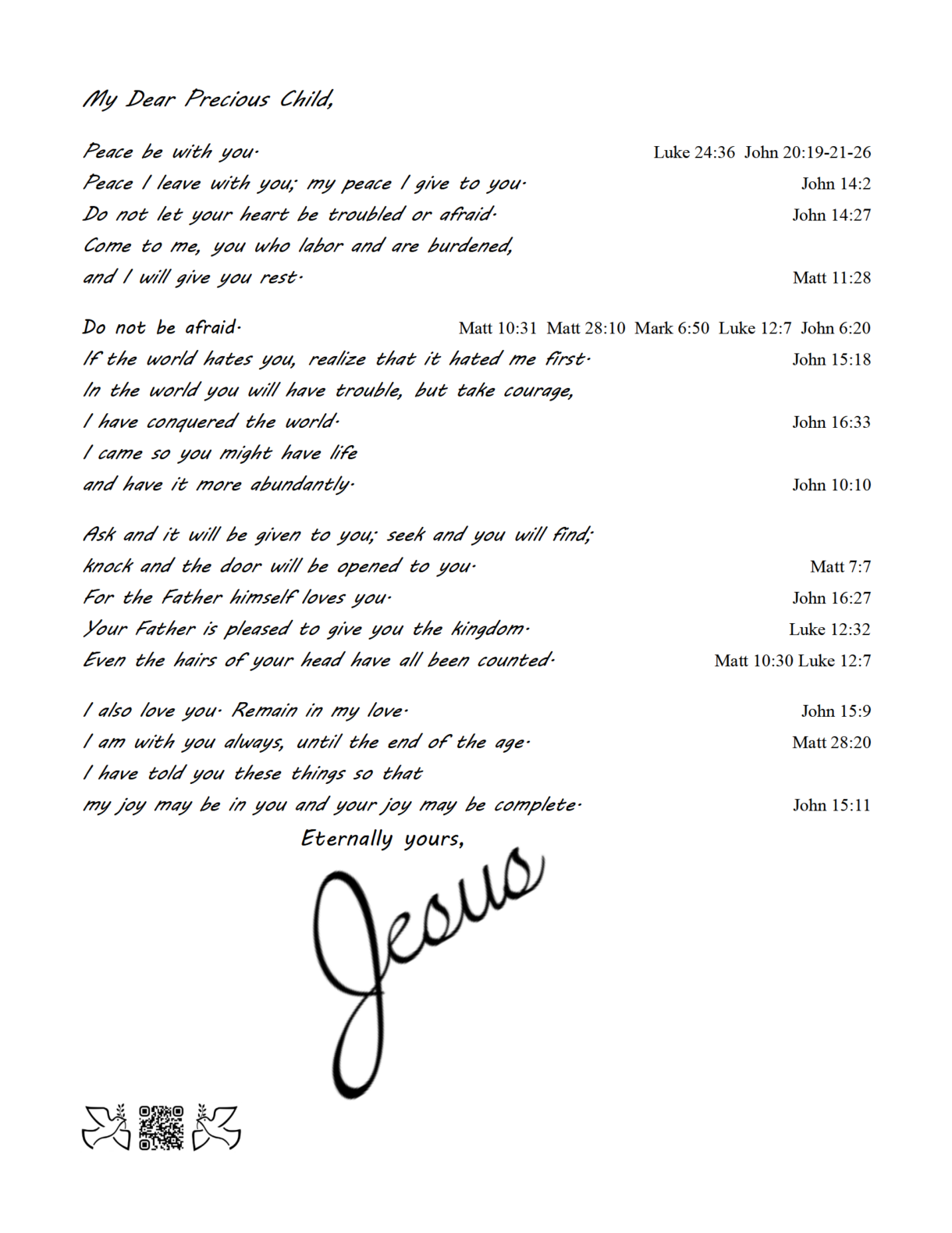 Jesus comfort letter child 2023 09 09 - Pelavida - Shop For Life