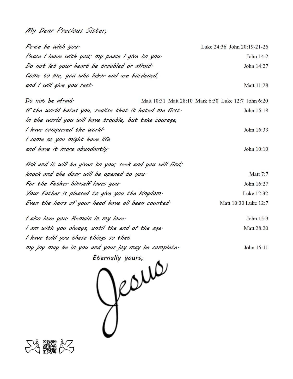 Jesus comfort letter woman 2023 09 09 - Pelavida - Shop For Life