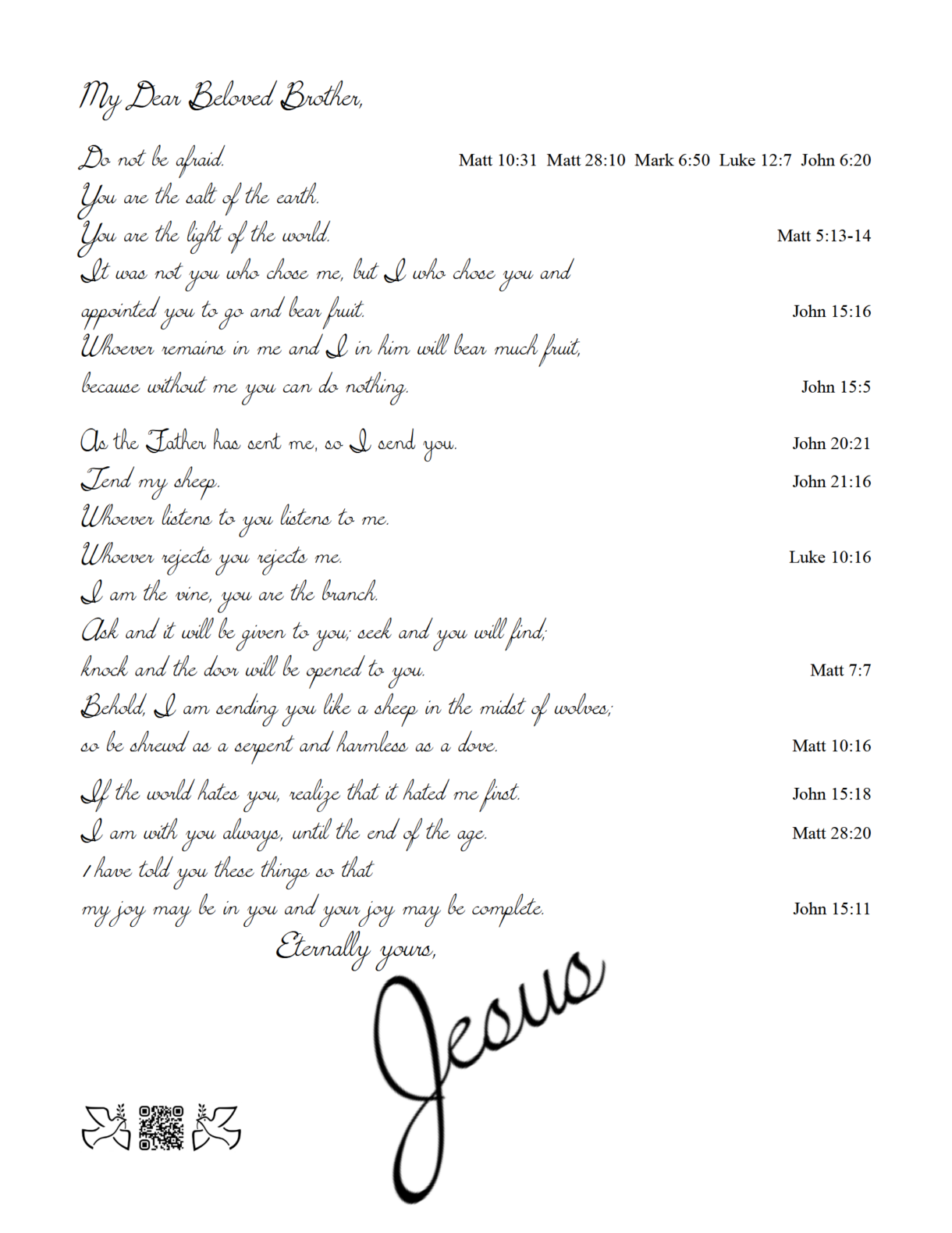 Jesus encouragement letter man script 2023 09 12 - Pelavida - Shop For Life