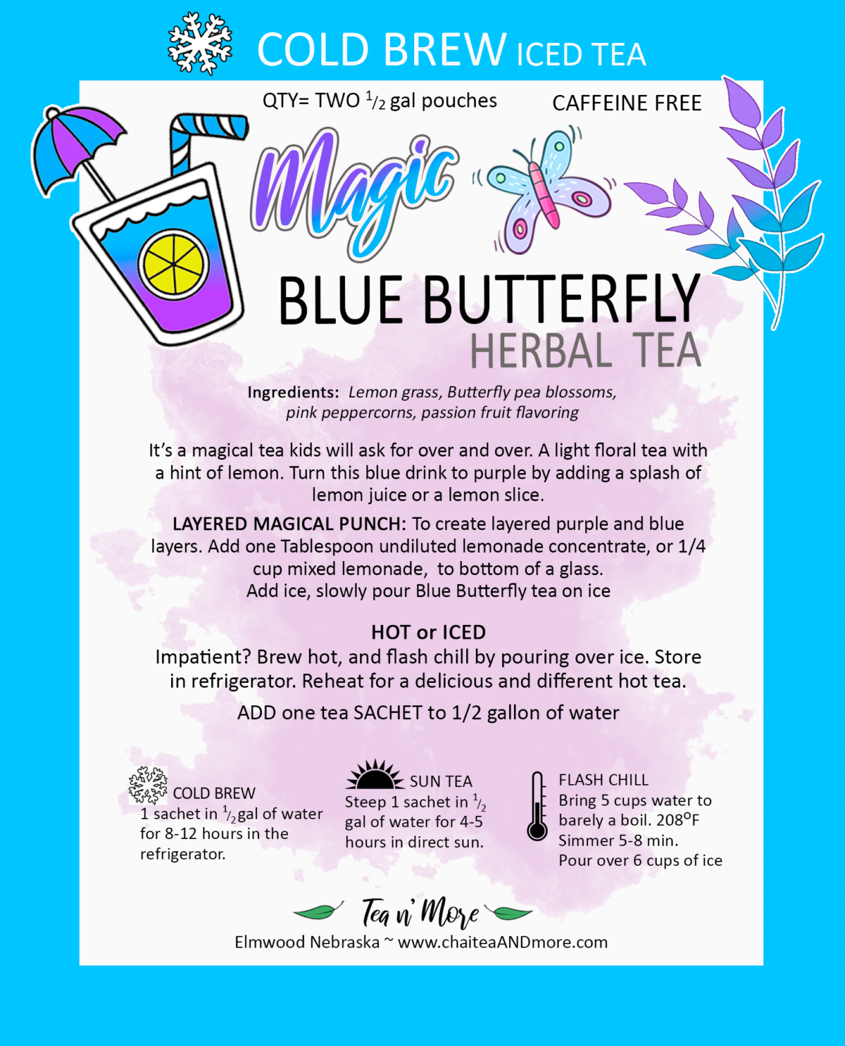 Blue Butterfly pea flower tea is delicious as an ice tea