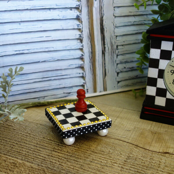 Hand painted checkered decor mini riser