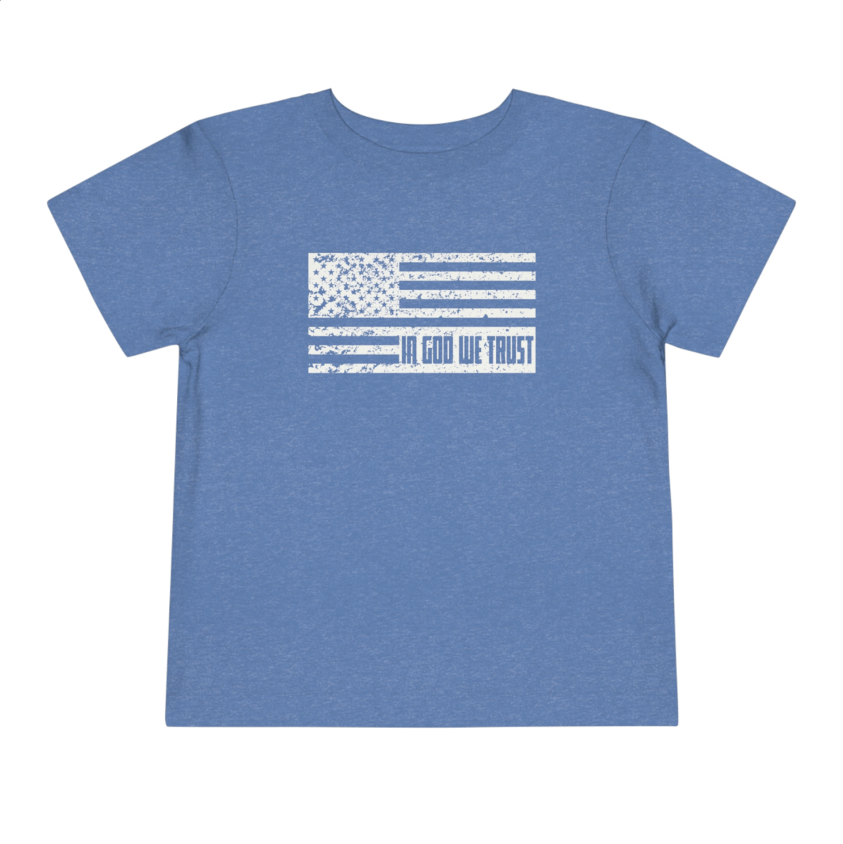 blue flag toddler tee with in god we trust in flag