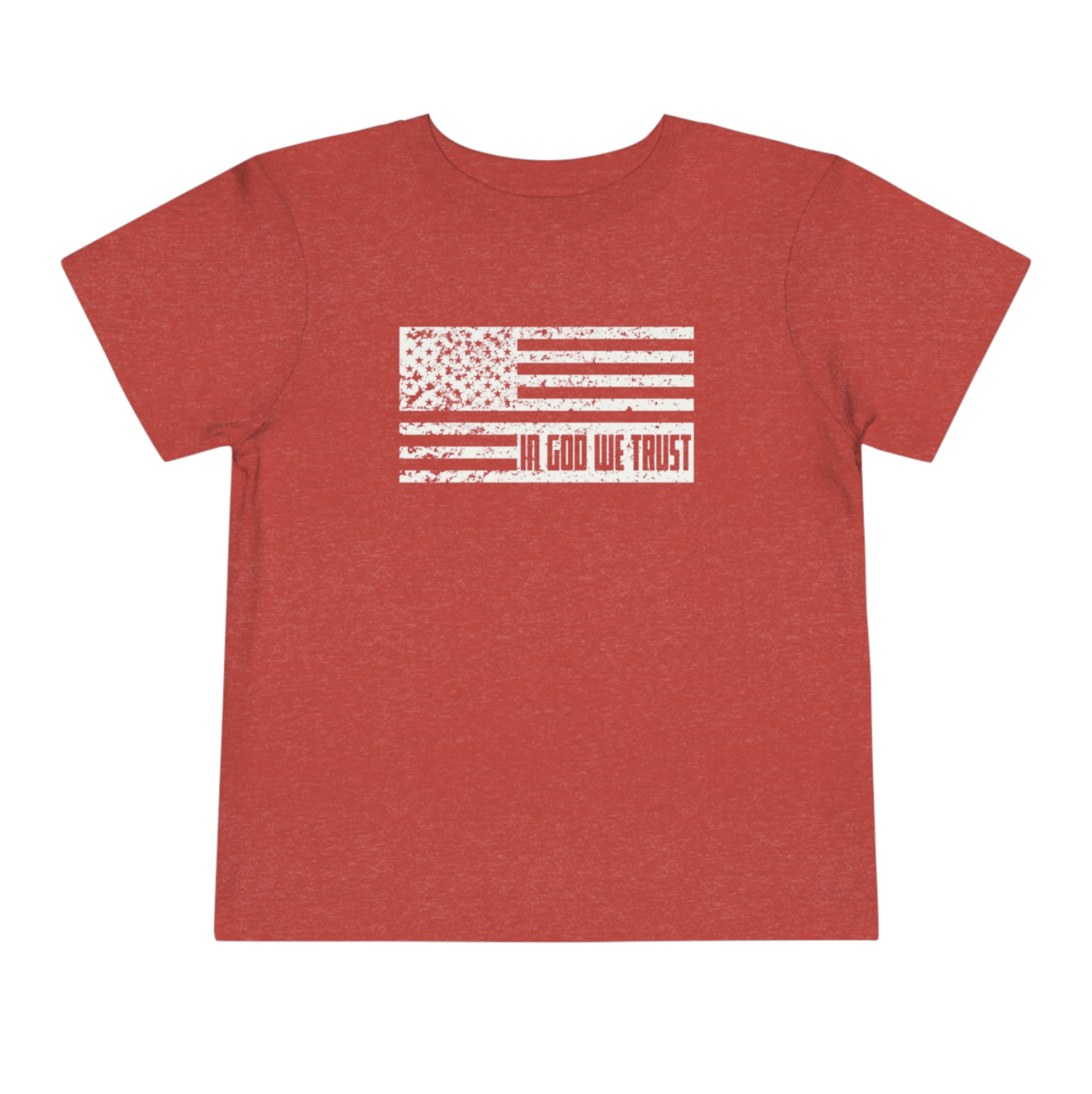 red flag toddler tee with in god we trust in flag