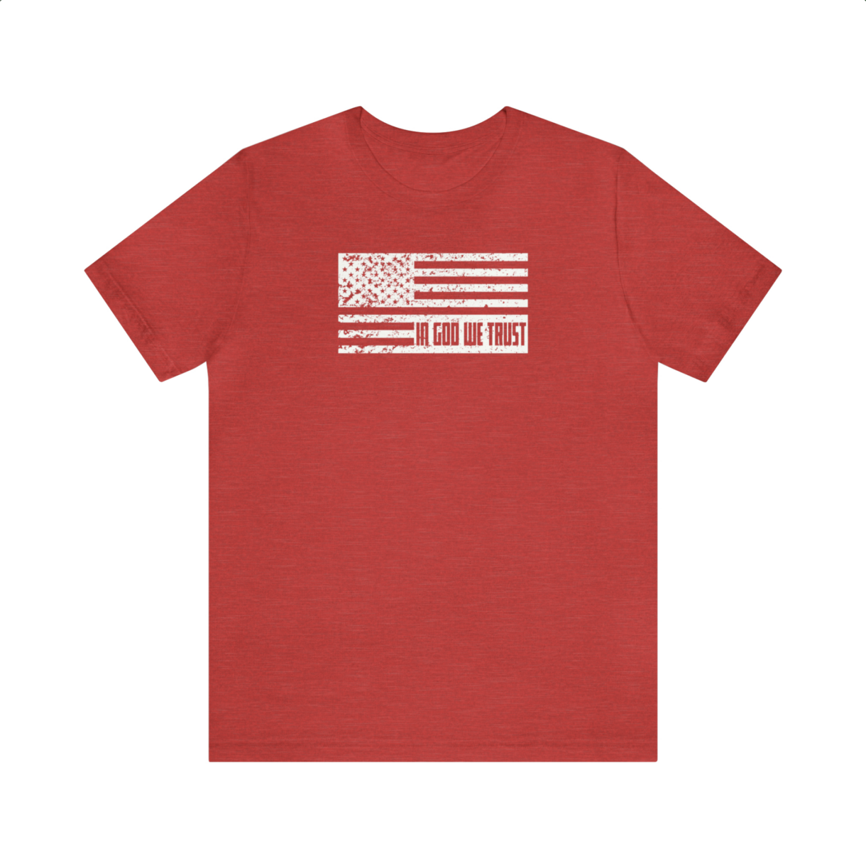 adult red t shirt with flag in god we trust