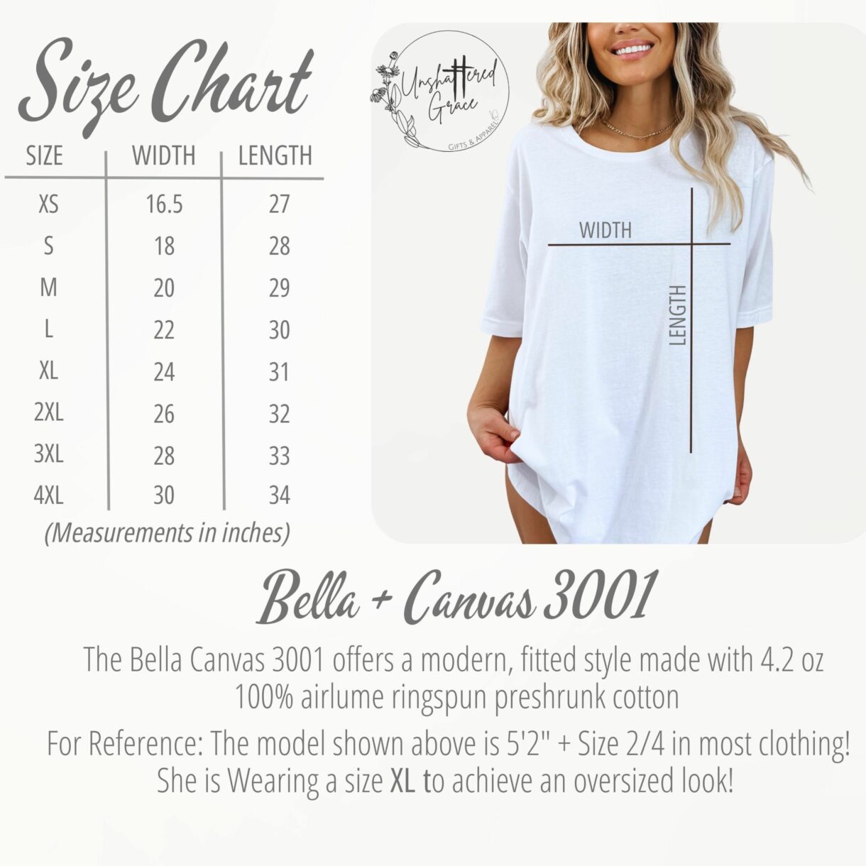 Size Chart BC3001 Oversize USG scaled - Pelavida - Shop For Life