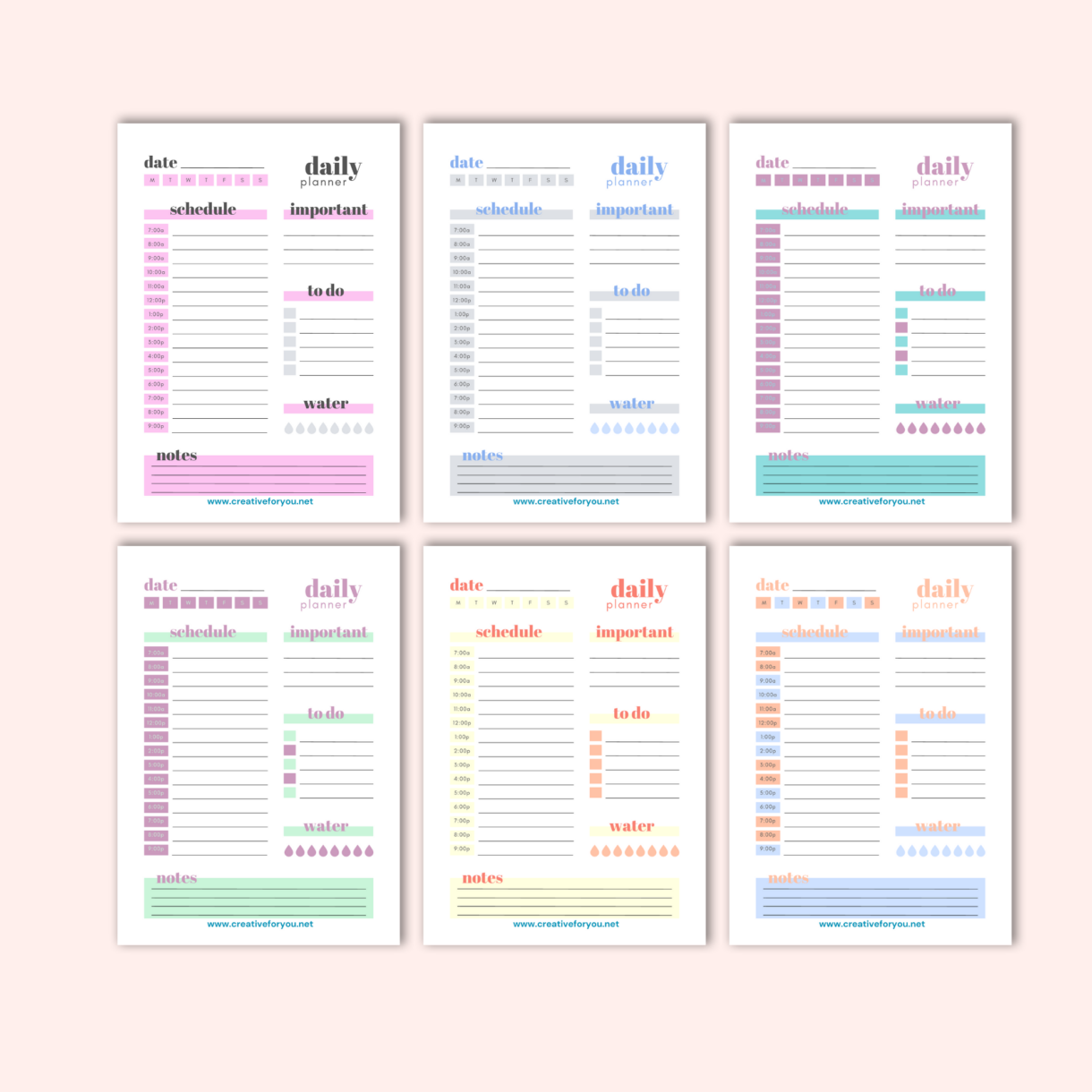Undated Hourly Daily Planner sheet - Pelavida - Shop For Life