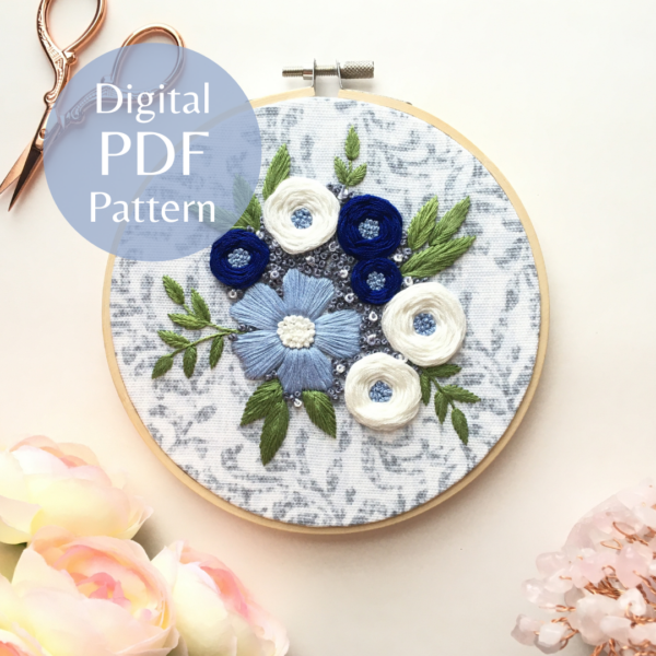Winter Blooms Embroidery Design by Eight22Crafts