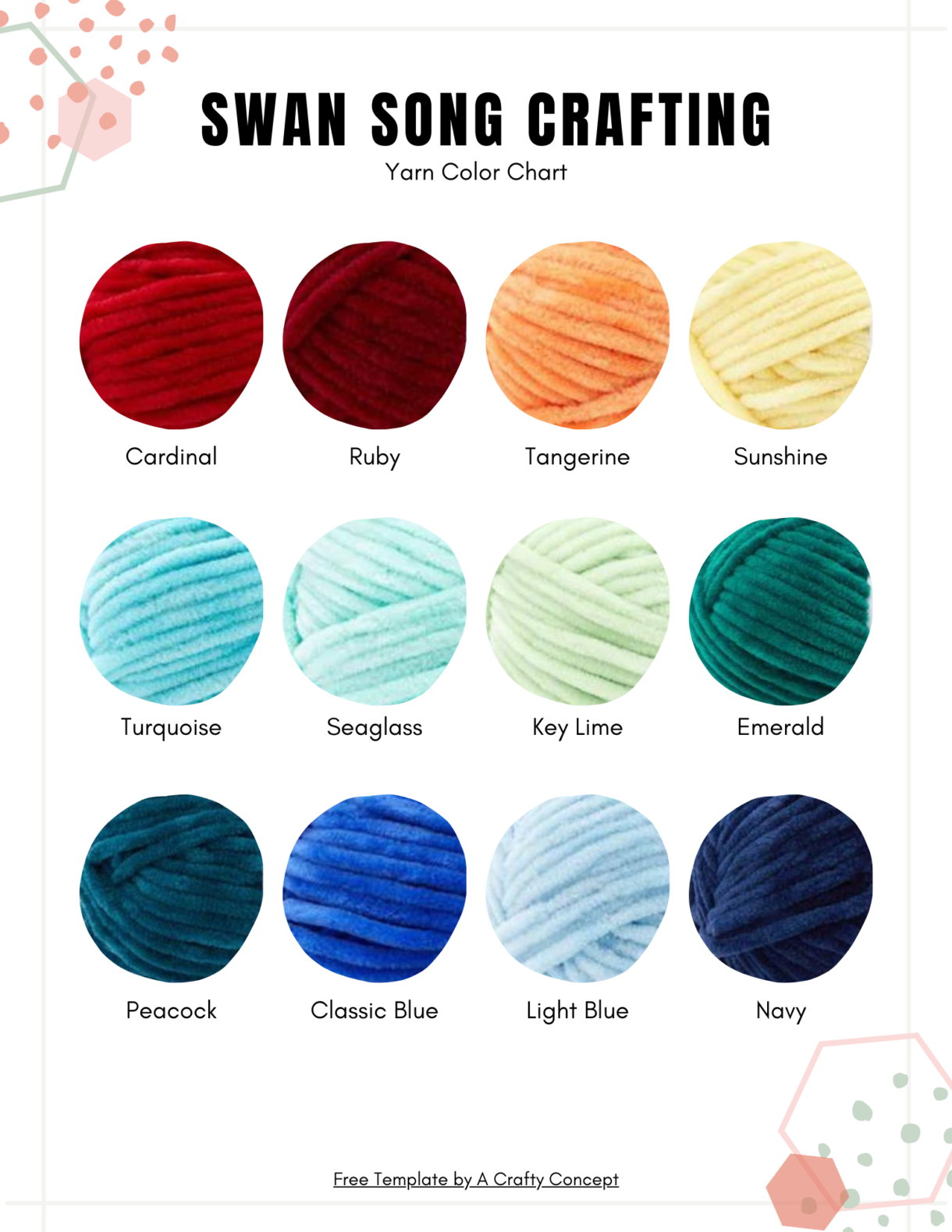 Yarn Color Chart Template 12 Colors 8.5 x 11 5 - Pelavida - Shop For Life