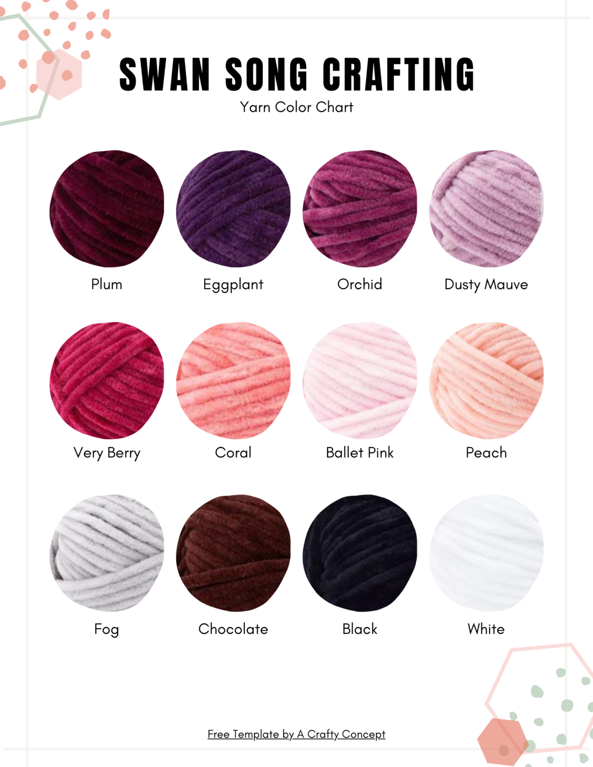 Yarn Color Chart Template 12 Colors 8.5 x 11 6 - Pelavida - Shop For Life