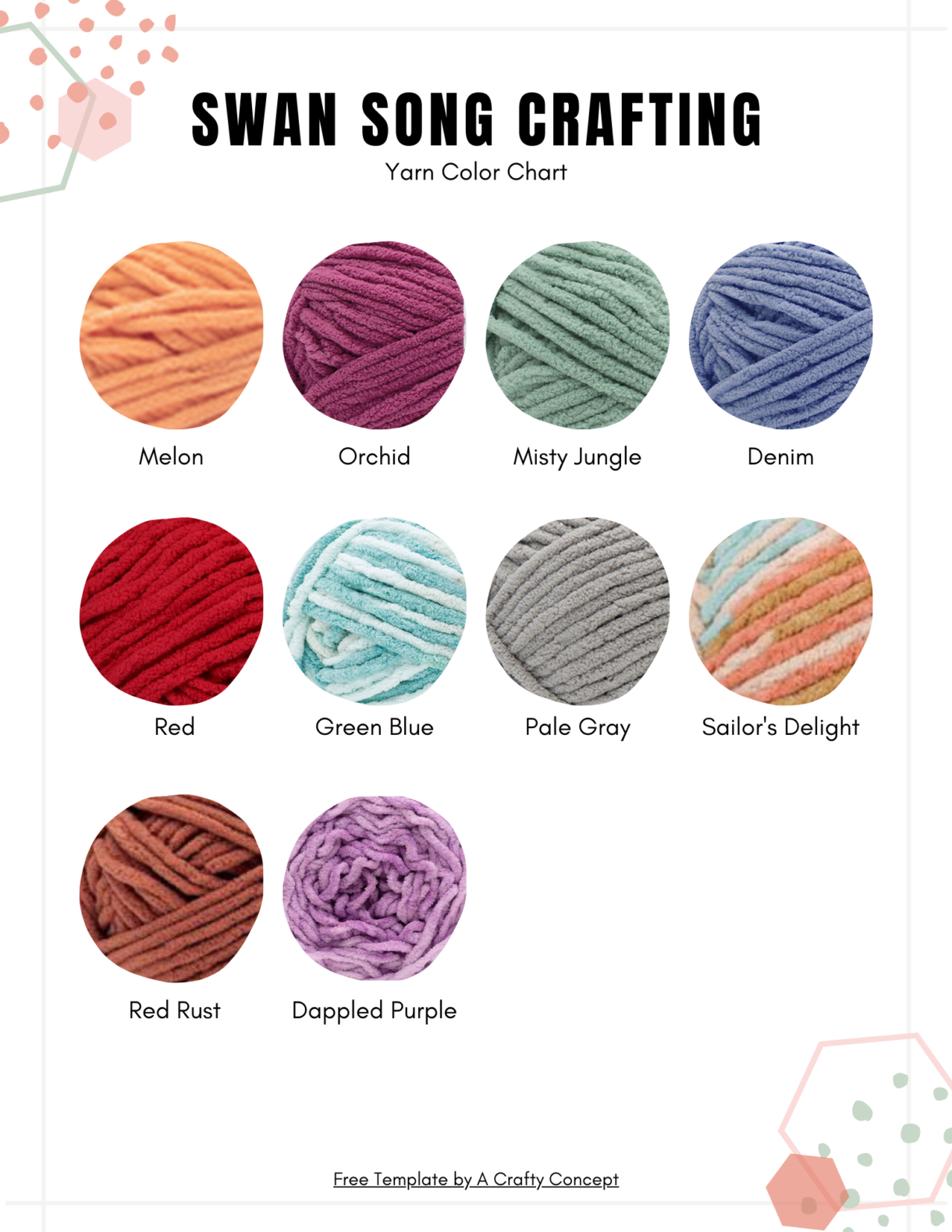 Yarn Color Chart Template 12 Colors 8.5 x 11 7 - Pelavida - Shop For Life