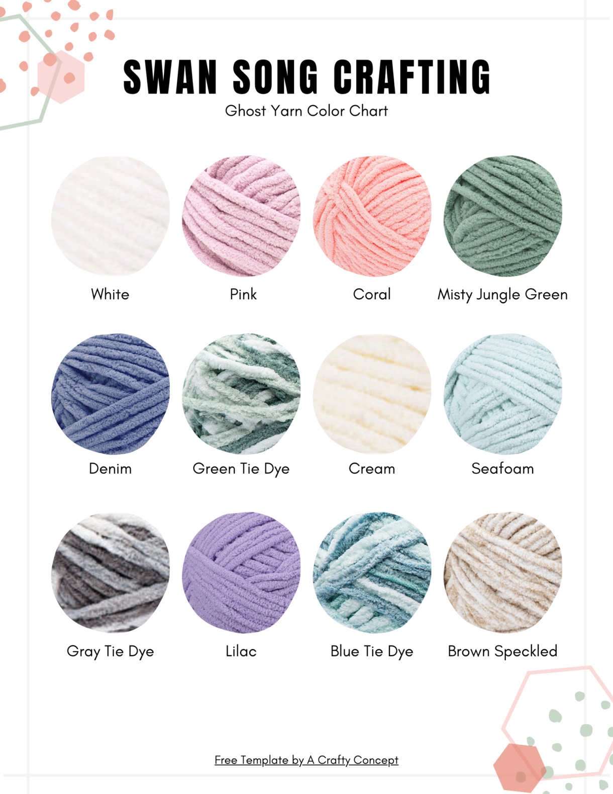 Yarn Color Chart Template 12 Colors 8.5 x 11 8 - Pelavida - Shop For Life