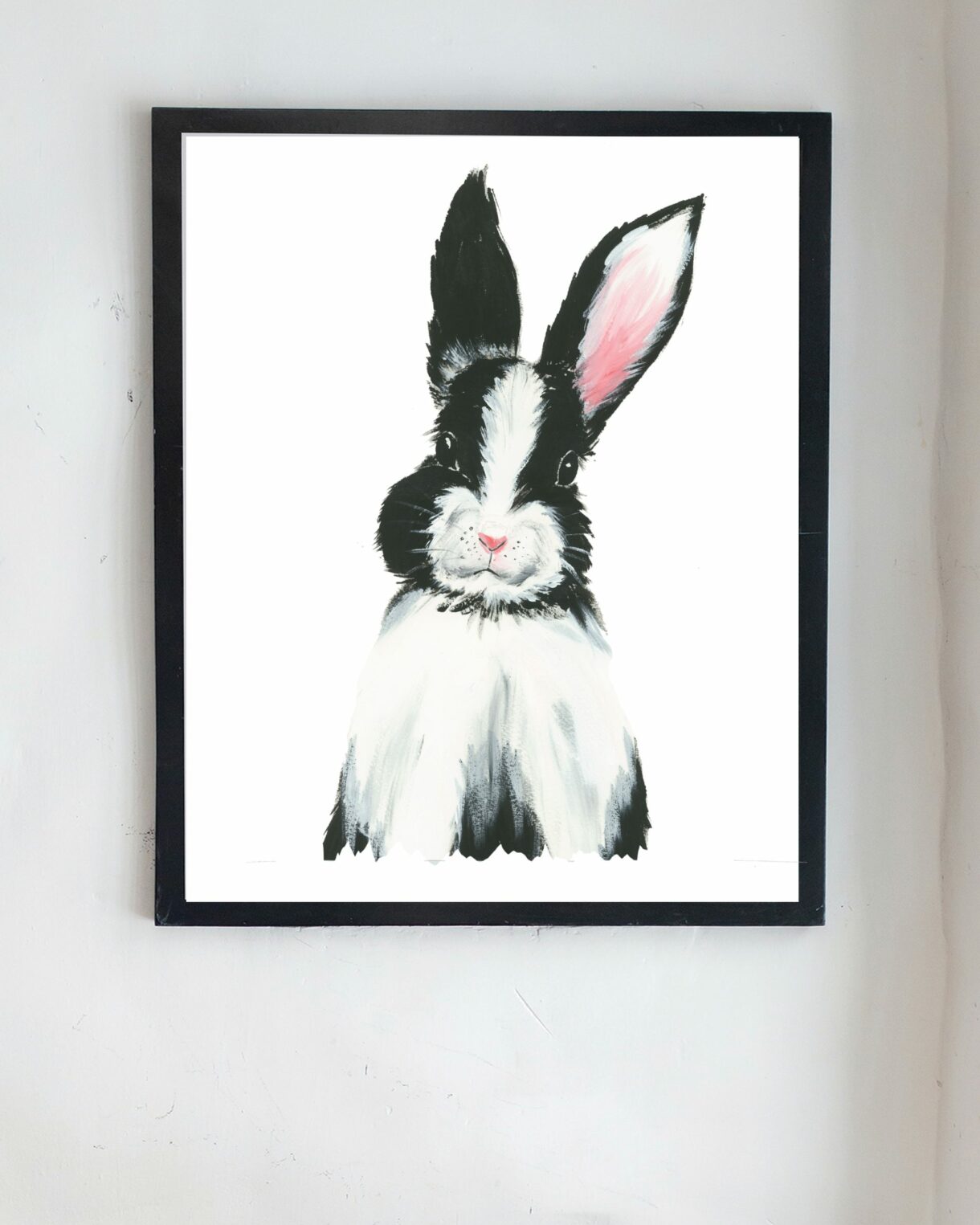 bunny nursery art print frame on wall