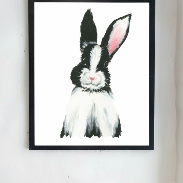 bunny nursery art print frame on wall