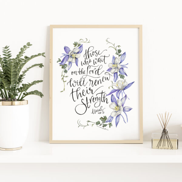 Wait on the Lord Scripture watercolor print - Isaiah 40:31