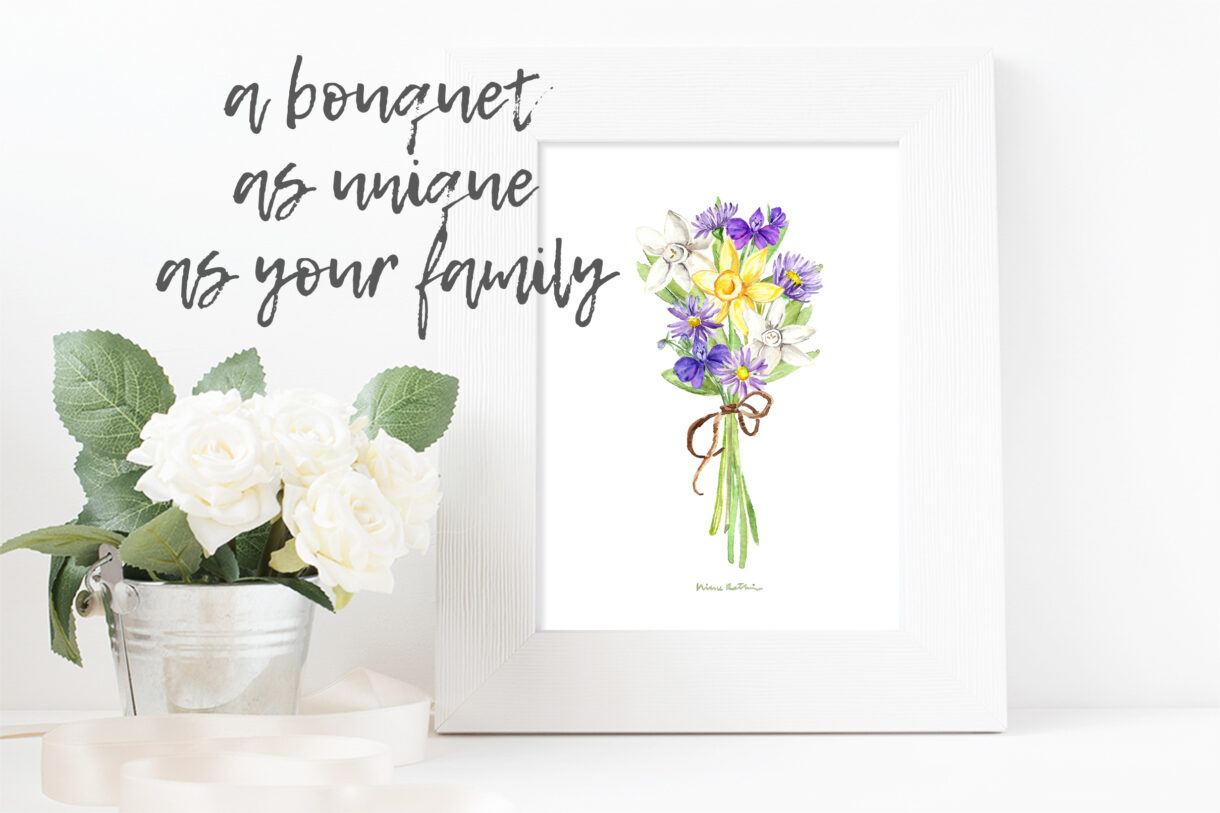 Custom Watercolor floral bouquets - Family birth month flowers