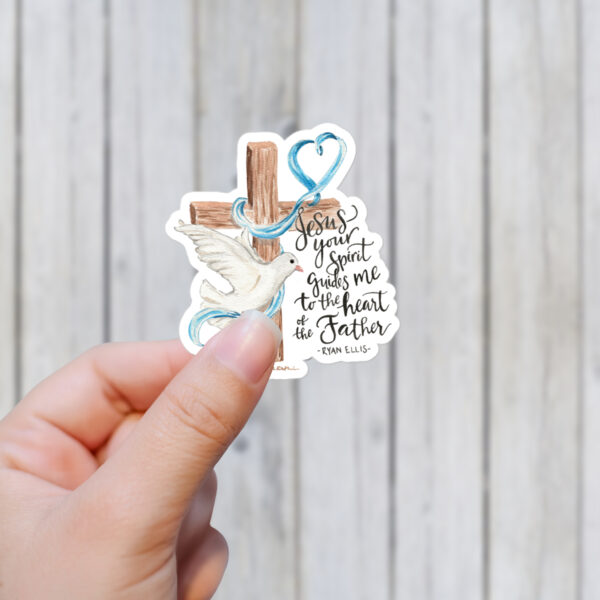 Heart of the Father, dove and cross watercolor vinyl sticker | Watercolor sticker, handlettered quote