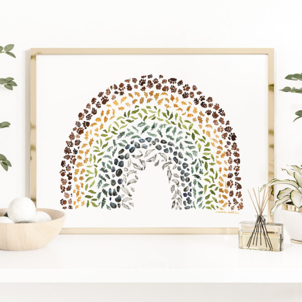 Forest Rainbow Watercolor Print, nature rainbow art, nursery rainbow baby art
