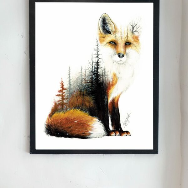 fox frame hanging on wall