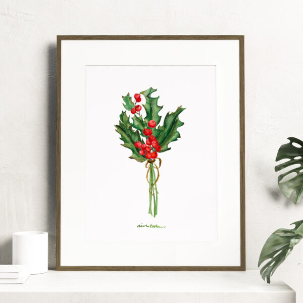 Birth month flowers - December, Watercolor Holly Berry