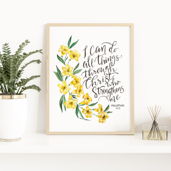 I Can Do All Things Through Christ watercolor art print, Philippians 4:13