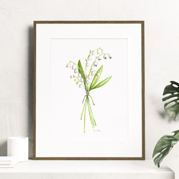 Birth month flowers - May, Watercolor Lily of the Valley flowers