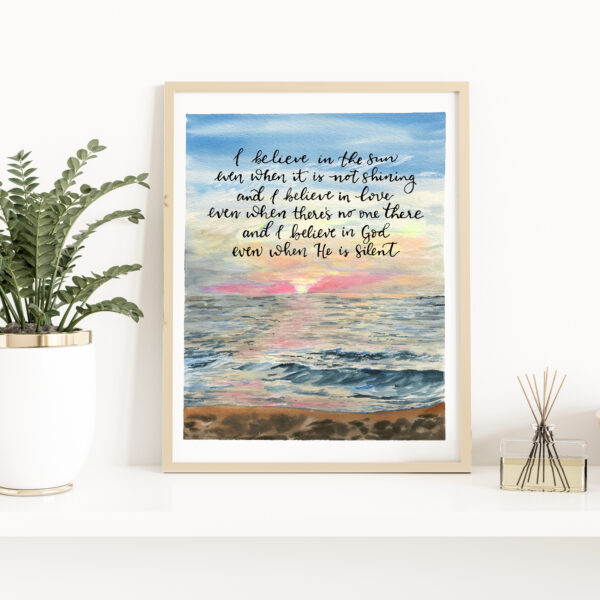 Even When He Is Silent Quote Watercolor Print