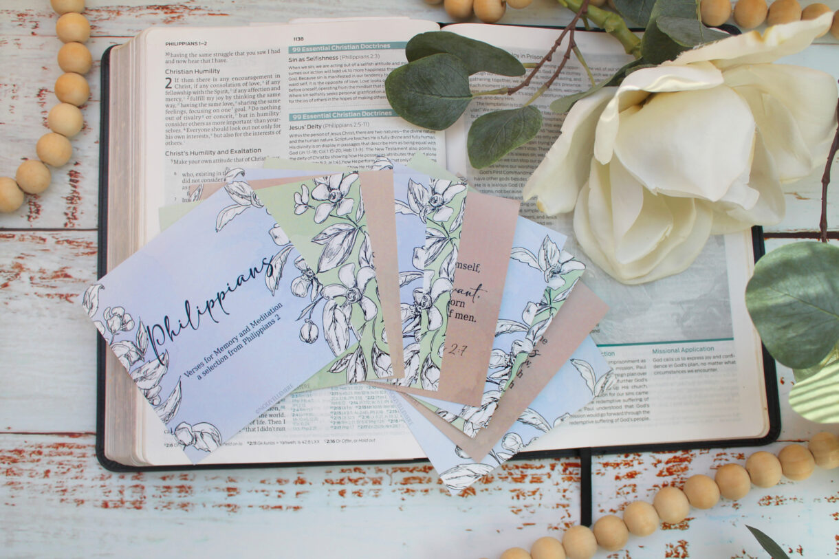 Verse cards set of 9, Philippians 2 Humility pack, Watercolor floral scripture cards