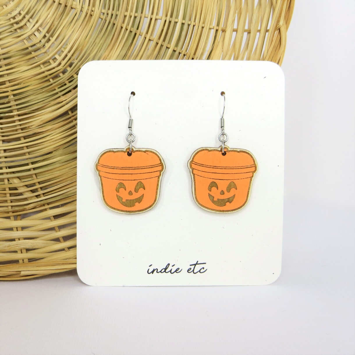 pumpkin boo bucket dangle earrings2 - Pelavida - Shop For Life