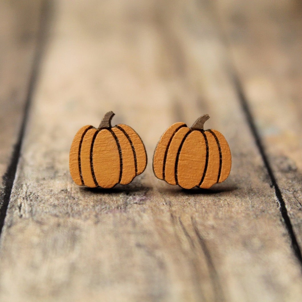 pumpkin wood earrings 01 - Pelavida - Shop For Life