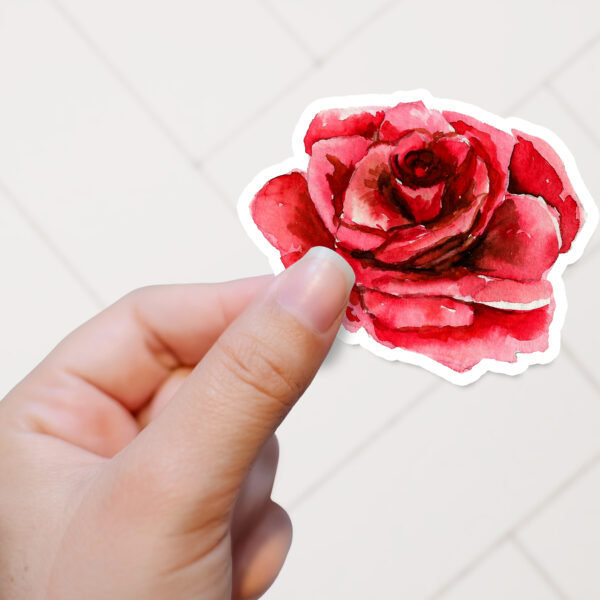 Red Rose Watercolor sticker, vinyl sticker, watercolor flower