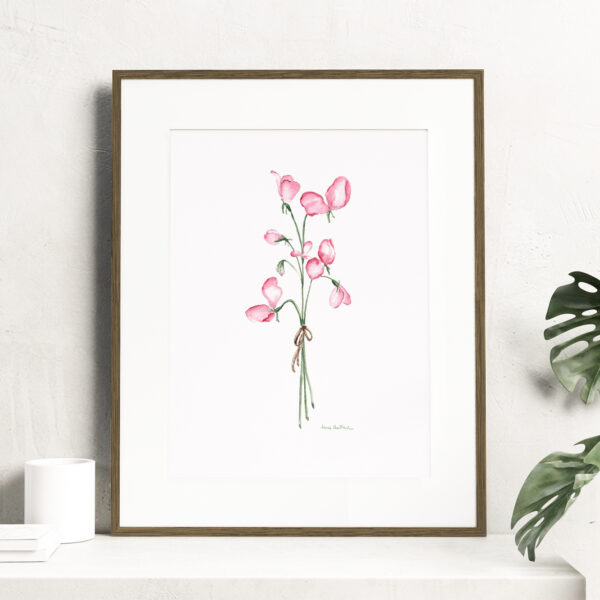 Birth month flowers - April, Watercolor Sweet Pea flowers