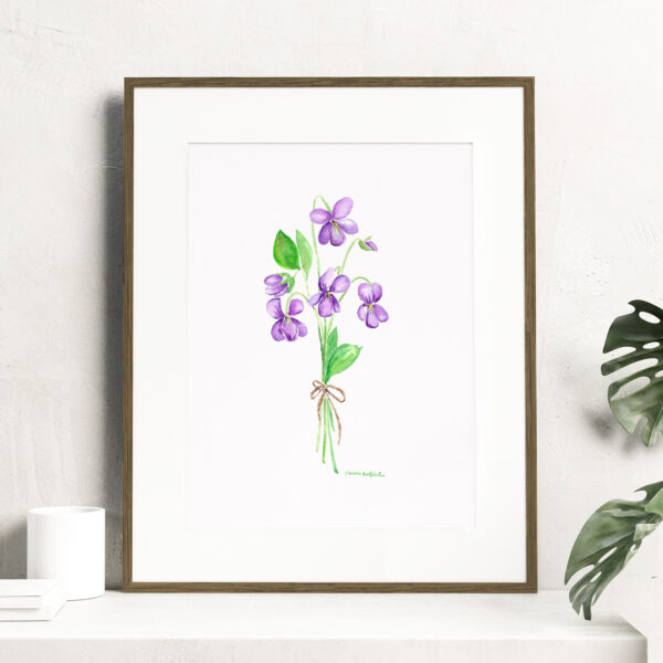 Birth month flowers - February, Watercolor Violet flowers