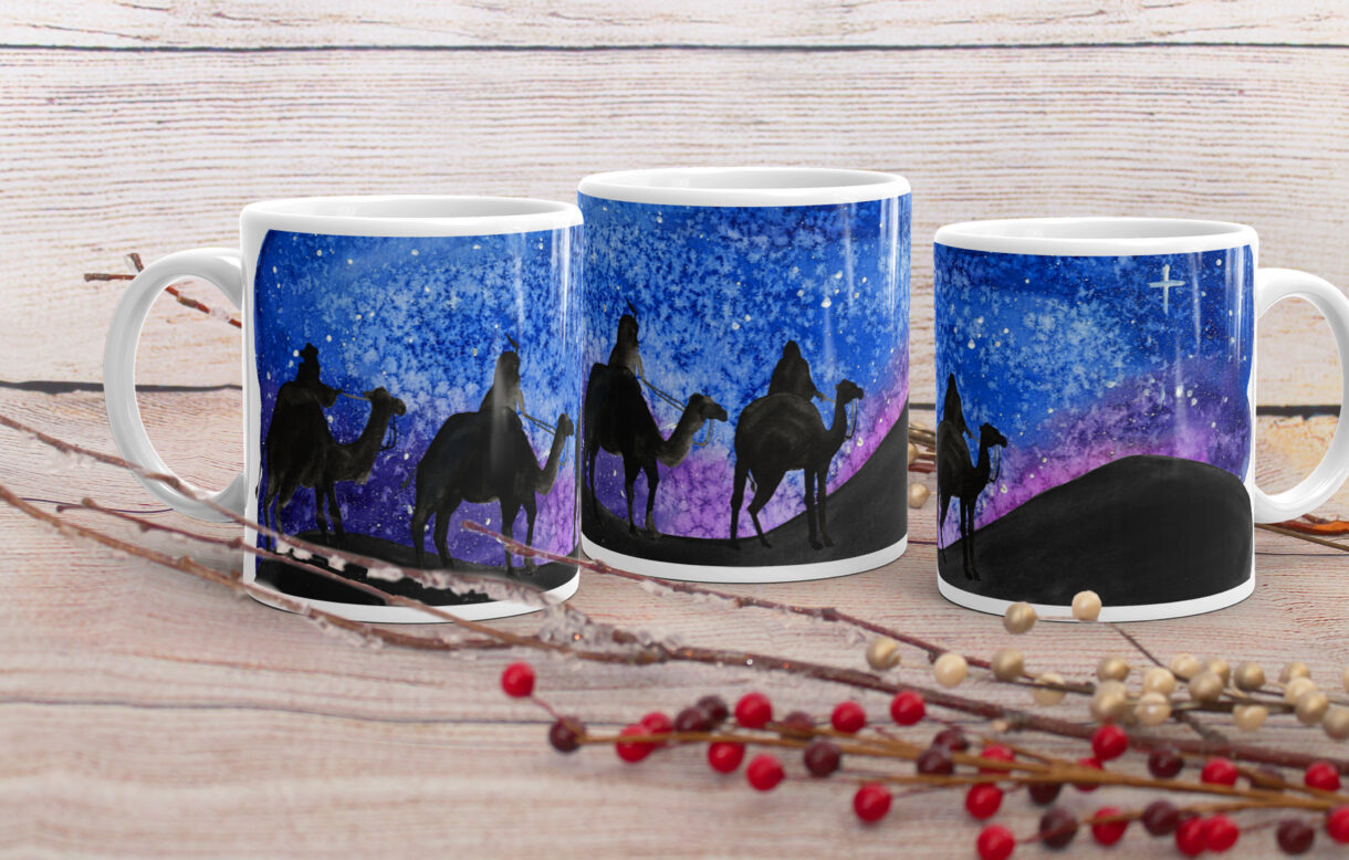 Wise Men Christmas Mug, Christian Christmas cup, Christian gifts, Magi and camels
